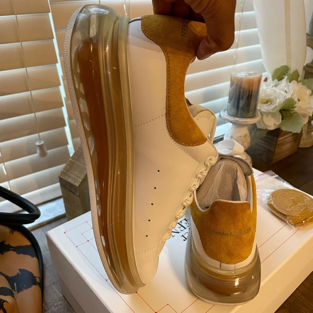 Alexander McQueen Oversized White & Mineral Yellow Gel Sole Sneakers - Picture 10 of 11